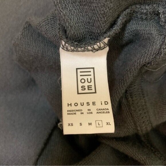 House ID Gray Zip Up Hoodie Cropped Sweatshirt Athleisure Streetwear Large - Picture 6 of 7